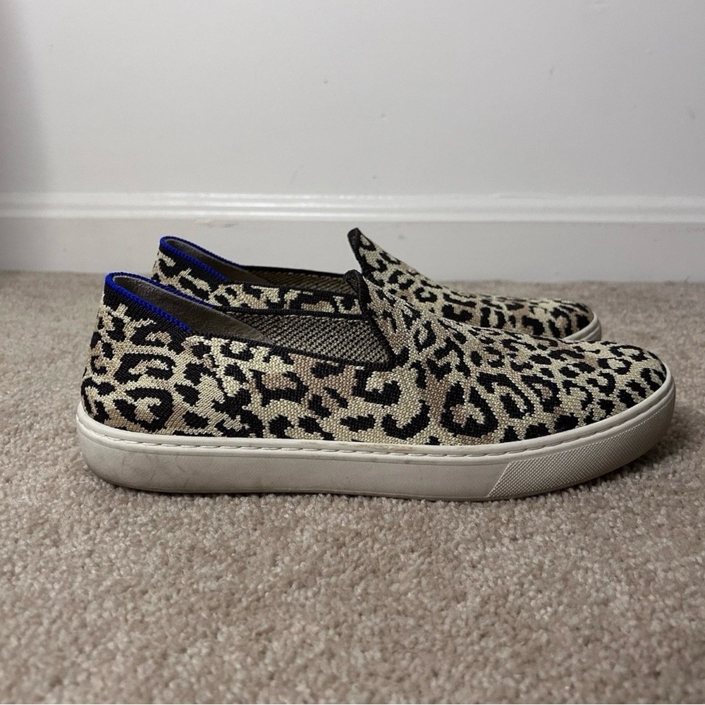 Rothy's Leopard Print Slip-On Flats in Tan Black